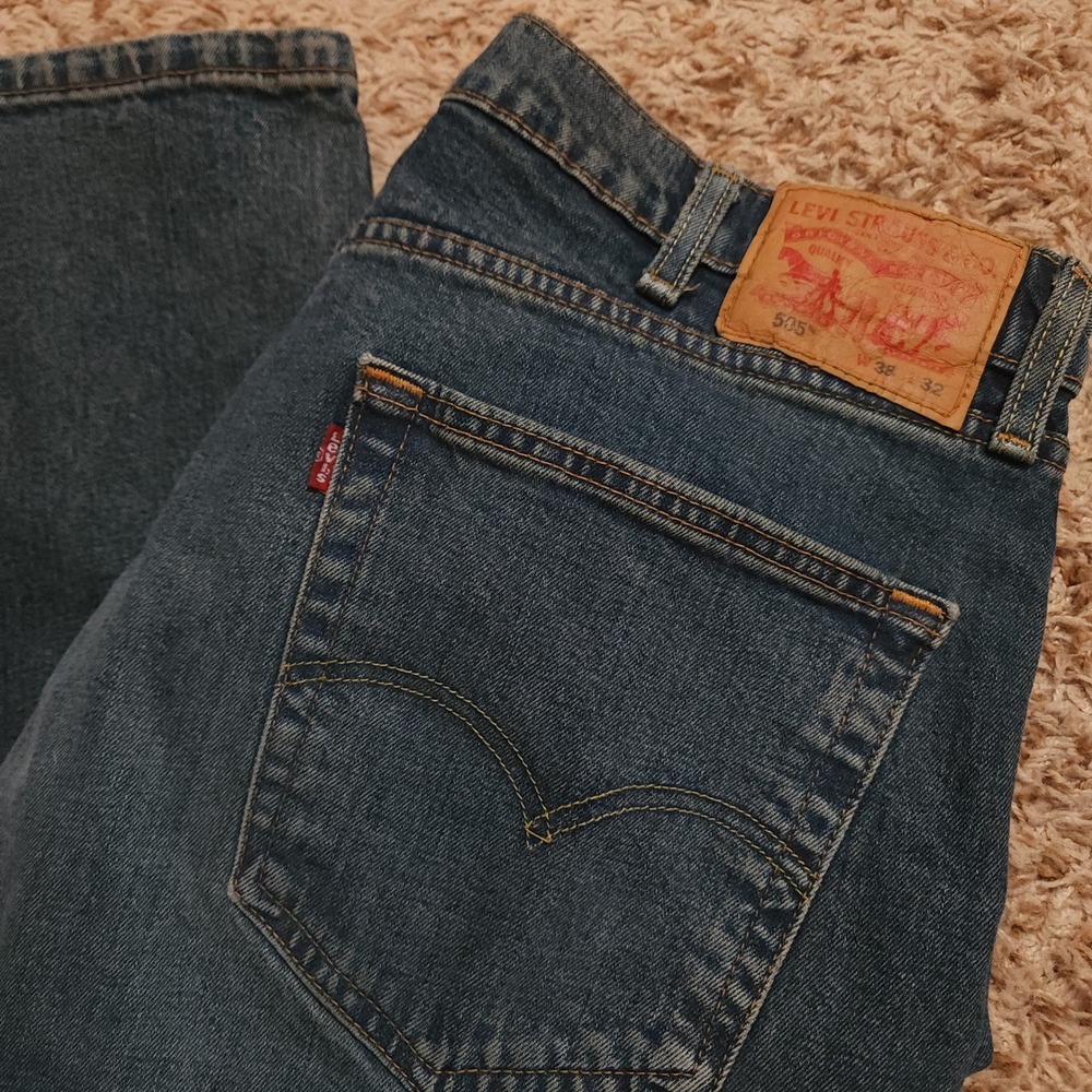 Levi's 505 Regular Fit Jeans Mens 38x32 Blue Medium Wash Straight Leg Denim